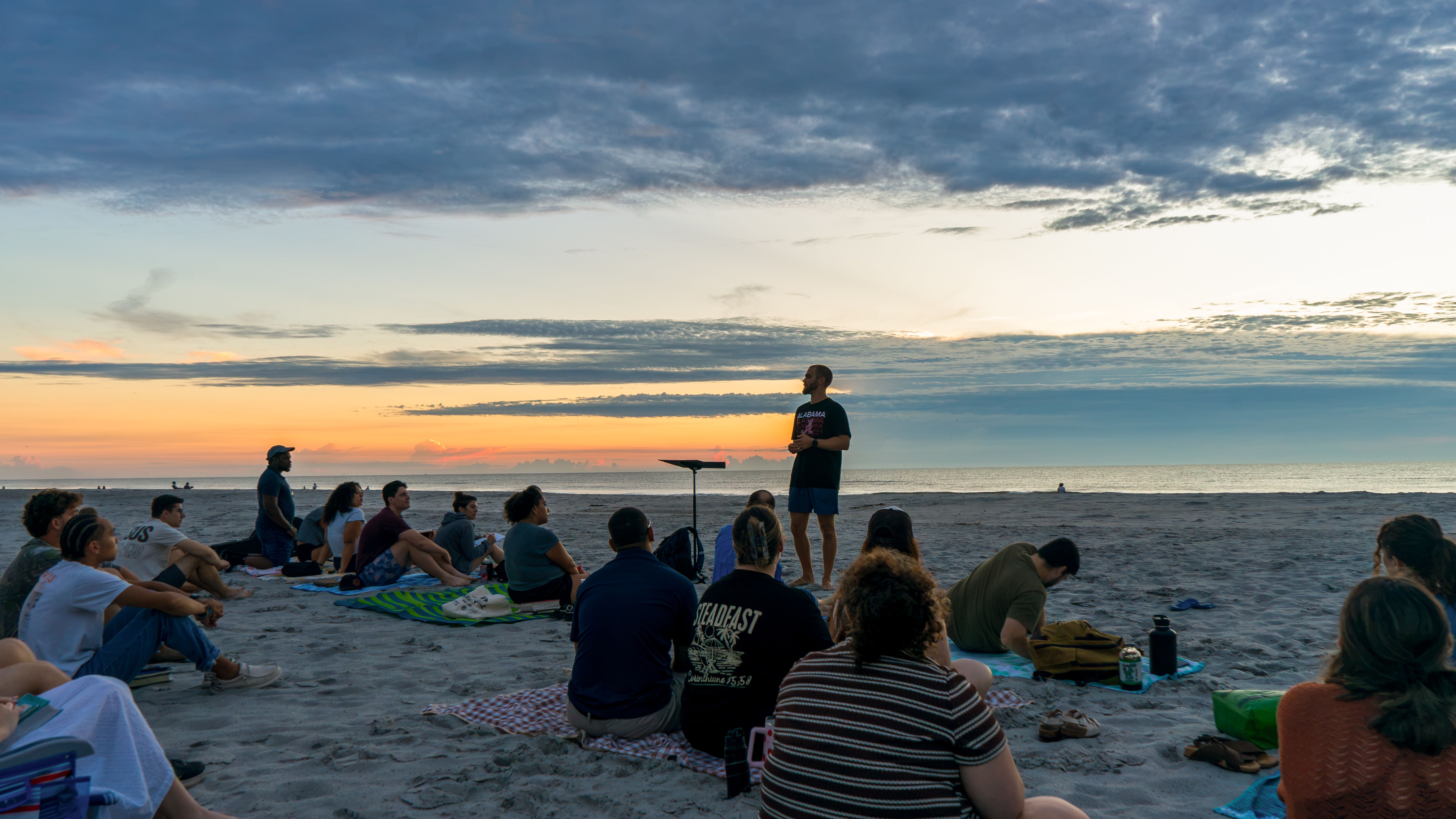 Sunrise gathering on the beach